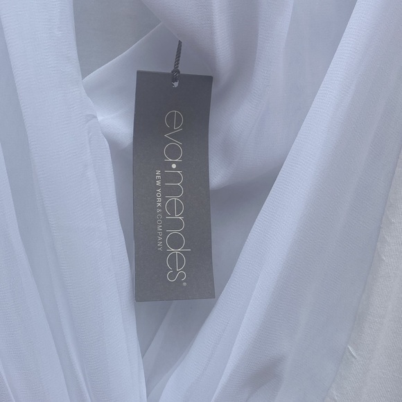 NWT Eva Mendes white bodysuit, sheer sleeves, see measurements in photos. - Picture 3 of 8